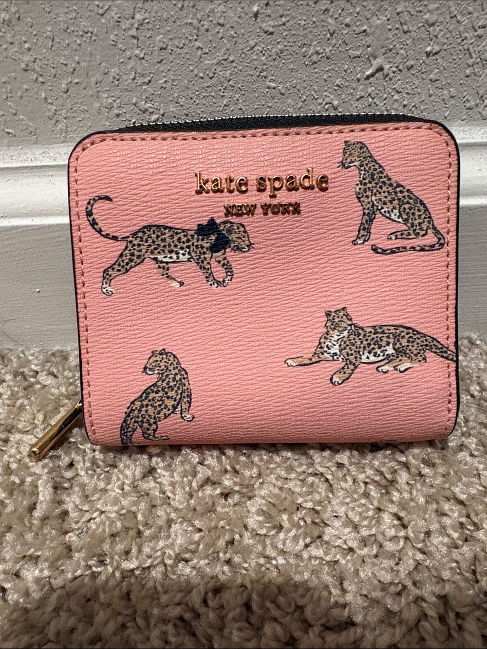 kate spade Pink Leopard Print Zip Around Wallet